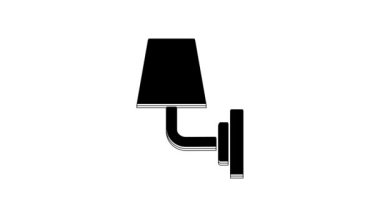 Black Wall lamp or sconce icon isolated on white background. Wall lamp light. 4K Video motion graphic animation.