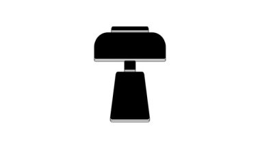 Black Table lamp icon isolated on white background. Desk lamp. 4K Video motion graphic animation.