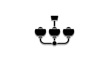 Black Chandelier icon isolated on white background. 4K Video motion graphic animation.