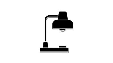 Black Table lamp icon isolated on white background. Desk lamp. 4K Video motion graphic animation.