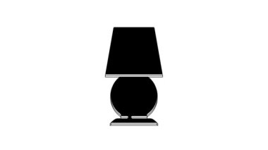 Black Table lamp icon isolated on white background. Desk lamp. 4K Video motion graphic animation.