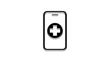 Black Phone repair service icon isolated on white background. Adjusting, service, setting, maintenance, repair, fixing. 4K Video motion graphic animation.
