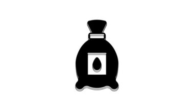 Black Pack full of seeds of a specific plant icon isolated on white background. 4K Video motion graphic animation.