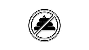 Black No shit icon isolated on white background. 4K Video motion graphic animation.