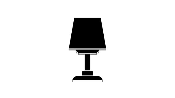 Черный Значок Настольной Лампы Изолирован Белом Фоне Настольная Лампа Видеографическая — стоковое видео