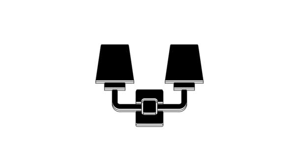 Black Wall Lamp Sconce Icon Isolated White Background Wall Lamp — ストック動画