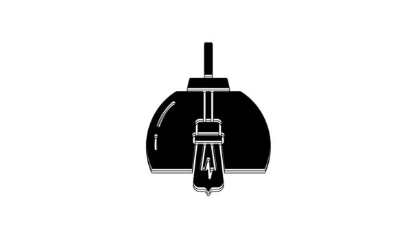 Black Chandelier Icon Isolated White Background Video Motion Graphic Animation — Vídeos de Stock