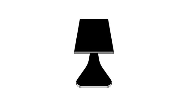 Zwarte Tafellamp Pictogram Geïsoleerd Witte Achtergrond Bureaulamp Video Motion Grafische — Stockvideo