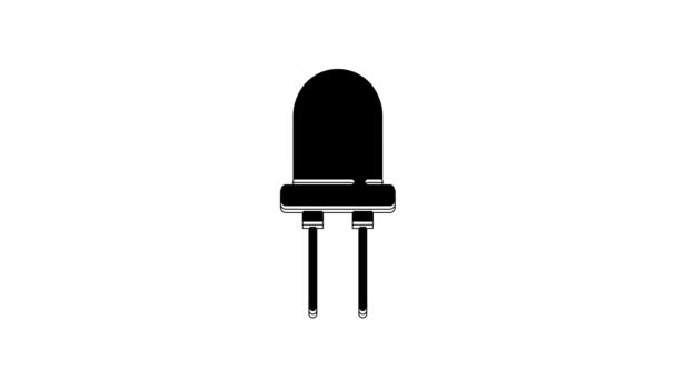 Black Light Emitting Diode Icon Isolated White Background Semiconductor Diode — Stok video