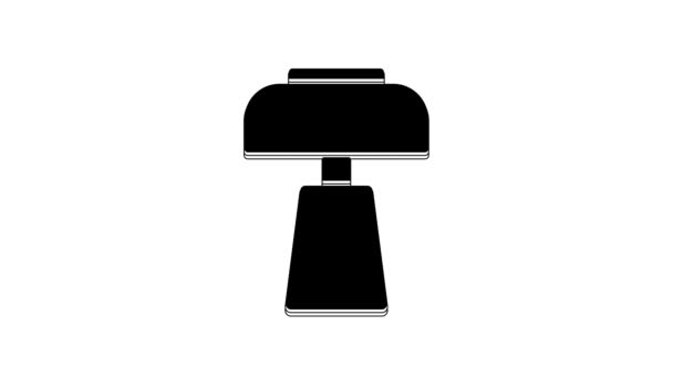 Black Table Lamp Icon Isolated White Background Desk Lamp Video — Stok video