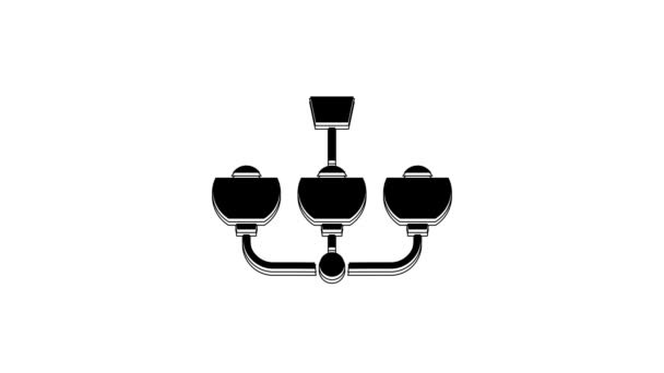 Black Chandelier Icon Isolated White Background Video Motion Graphic Animation — Video