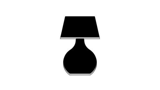 Black Table Lamp Icon Isolated White Background Desk Lamp Video — Wideo stockowe