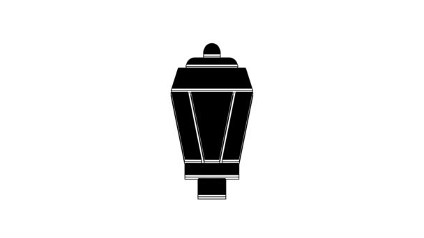 Black Garden Light Lamp Icon Isolated White Background Solar Powered — Stock Video