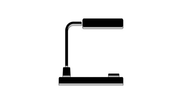 Black Table Lamp Icon Isolated White Background Desk Lamp Video — Stock Video