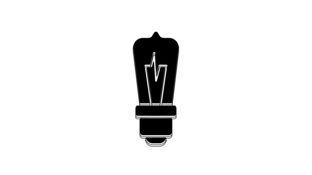 Svart Glödlampa Med Begreppet Idé Ikon Isolerad Vit Bakgrund Energi — Stockvideo
