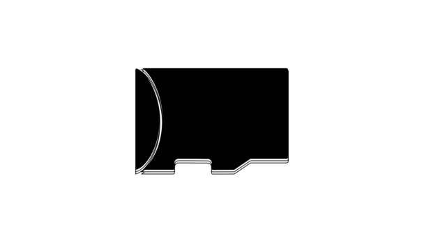 Black Micro Memory Card Icon Isolated White Background Video Motion — Vídeos de Stock