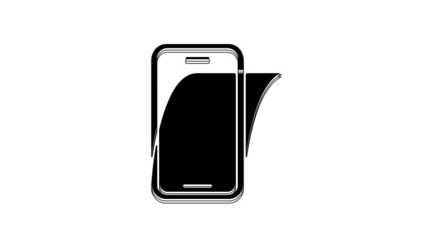 Black Glass Screen Protector Smartphone Icon Isolated White Background Protective — 图库视频影像