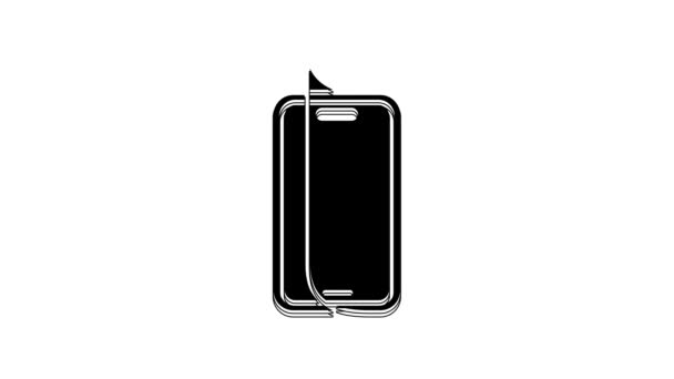 Black Glass Screen Protector Smartphone Icon Isolated White Background Protective — ストック動画