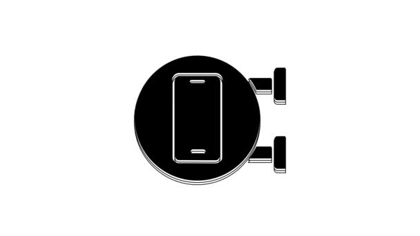 Черный Телефон Ремонт Значок Службы Изолированы Белом Фоне Регулировка Обслуживание — стоковое видео