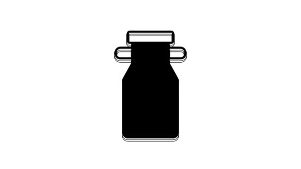 Black Can Container Milk Icon Isolated White Background Video Motion — Stock Video