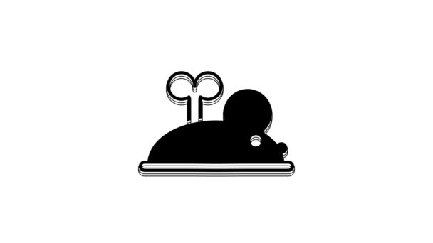 Black Clockwork Mouse Icon Isolated White Background Wind Mouse Toy — Vídeos de Stock
