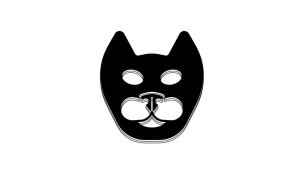 Ícone Black Cat Isolado Fundo Branco Animação Gráfica Movimento Vídeo — Vídeo de Stock