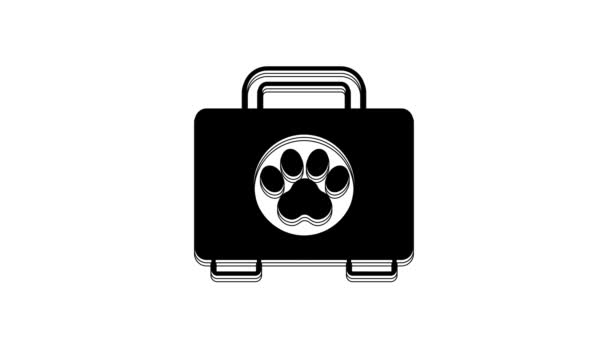Das Symbol Des Verbandskastens Für Schwarze Haustiere Isoliert Auf Weißem — Stockvideo