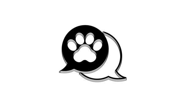 Ícone Impressão Black Paw Isolado Fundo Branco Impressão Pata Cão — Vídeo de Stock