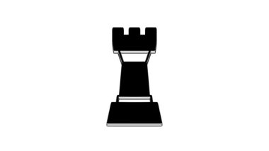 Siyah Satranç simgesi beyaz arkaplanda izole edildi. İş stratejisi. Oyun, yönetim, finans. 4K Video hareketli grafik canlandırması.