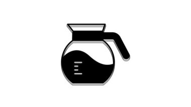 Black Coffee pot icon isolated on white background. 4K Video motion graphic animation.