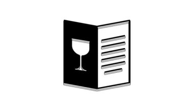 Black Restaurant cafe menu icon isolated on white background. 4K Video motion graphic animation.