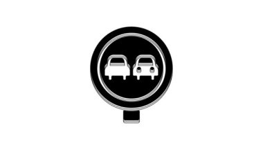 Black No overtaking road traffic icon isolated on white background. Traffic rules and safe driving. 4K Video motion graphic animation.