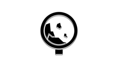 Black Road sign warning avalanche rockfall landslides icon isolated on white background. Traffic rules and safe driving. 4K Video motion graphic animation.