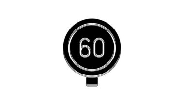 Black Speed limit traffic sign 60 km icon isolated on white background. 4K Video motion graphic animation.