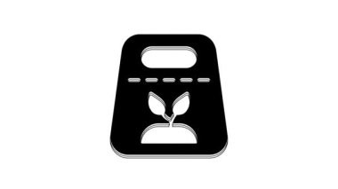 Black Pack full of seeds of a specific plant icon isolated on white background. 4K Video motion graphic animation.
