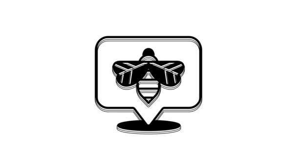 Black Bee Symbol Isoliert Auf Weißem Hintergrund Süße Natürliche Nahrung — Stockvideo