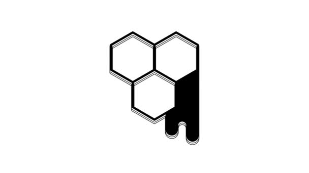 Černá Honeycomb Ikona Izolované Bílém Pozadí Symbol Medových Buněk Sladké — Stock video