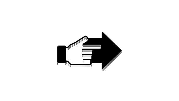 Black Hand Pointing Finger Arrow Icon Isolated White Background Business — Wideo stockowe