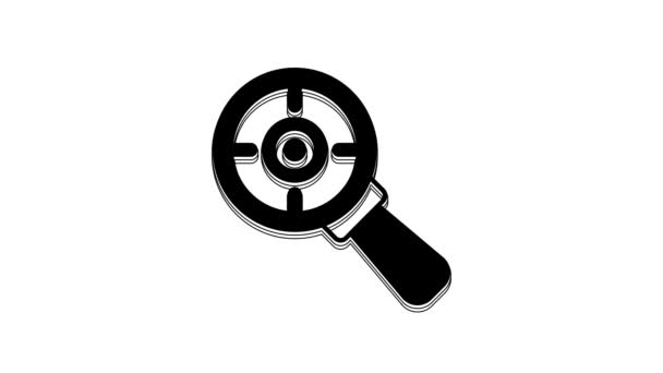 Black Target Financial Goal Concept Magnifying Glass Icon Isolated White — 图库视频影像
