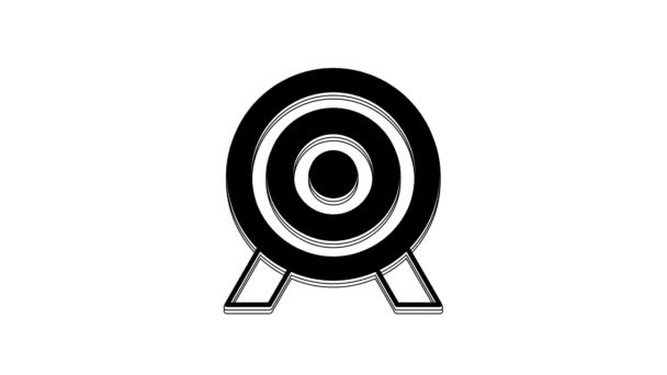 Black Target Financial Goal Concept Icon Isolated White Background Symbolic — Stock Video