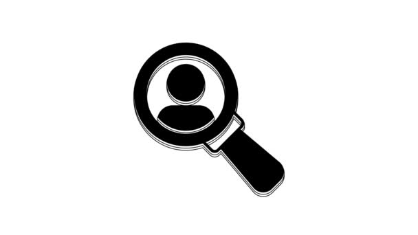 Black Magnifying Glass Search People Icon Isolated White Background Recruitment — Stock Video