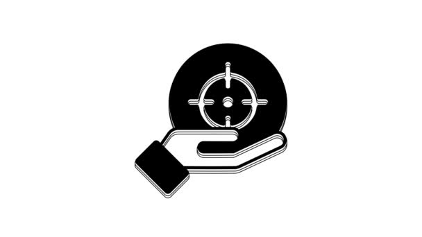 Black Target Financial Goal Concept Icon Isolated White Background Symbolic — Vídeo de Stock