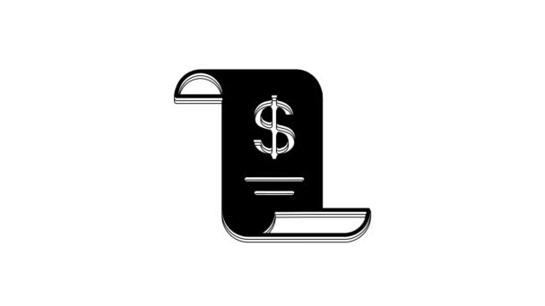 Black Paper Financial Check Icon Isolated White Background Paper Print — Video Stock