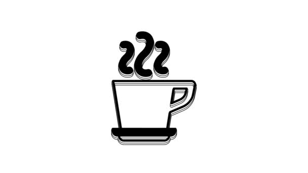 Icono Taza Café Negro Aislado Sobre Fondo Blanco Taza Café — Vídeos de Stock