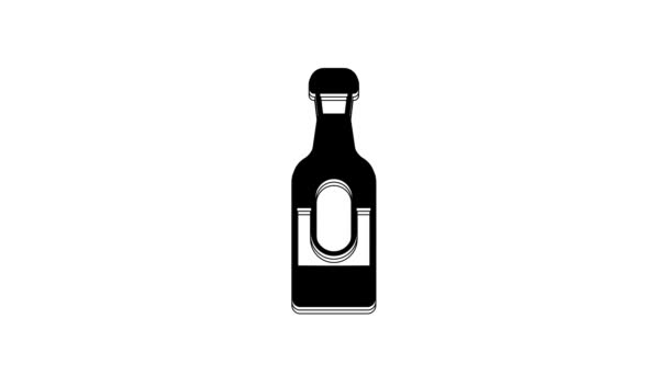 Icône Bouteille Vin Noir Isolé Sur Fond Blanc Animation Graphique — Video