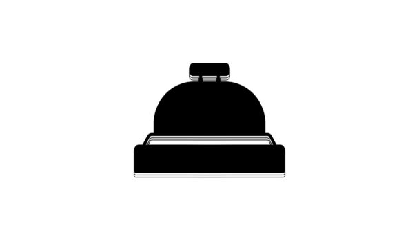 Black Hotel Service Bell Icon Isolated White Background Reception Bell — Vídeo de Stock