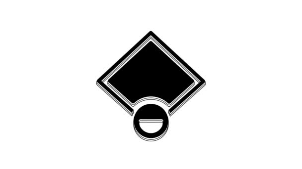 Ікона Чорного Бейсболу Ізольована Білому Тлі Бейсбольна Карта Відеографічна Анімація — стокове відео