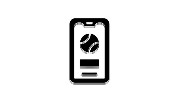 Чорний Смартфон Бейсбольним Ячем Піктограмі Екрана Ізольовано Білому Тлі Онлайн — стокове відео