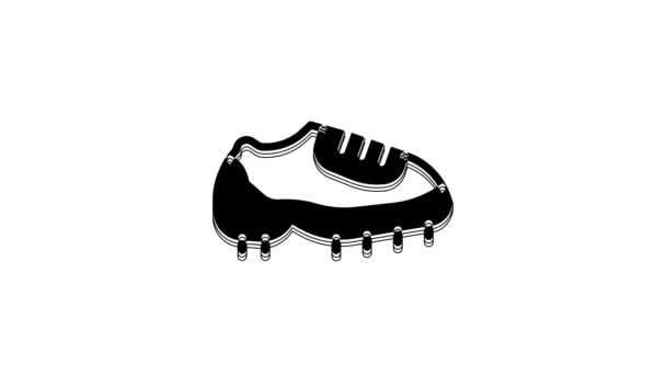 黑色棒球靴图标孤立在白色背景 4K视频运动图形动画 — 图库视频影像