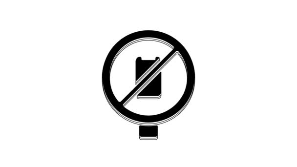 Black Cell Phone Icon Isolated White Background Talking Calling Sign — Video Stock